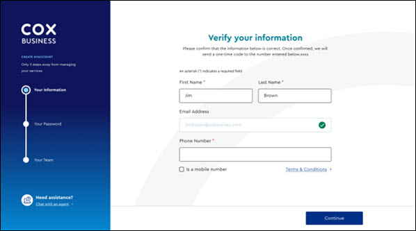 Setting Up Your MyAccount Profile on Cox Business.com