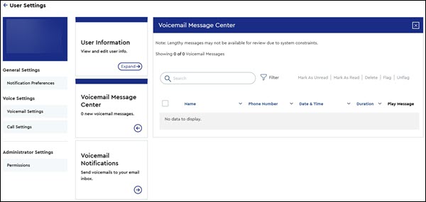 Image of Voicemail Message Center